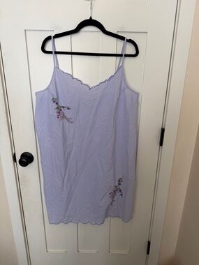 gilligan o'malley Lavender slip Dress Embroidered Nightgown Sleep Cotton XXL